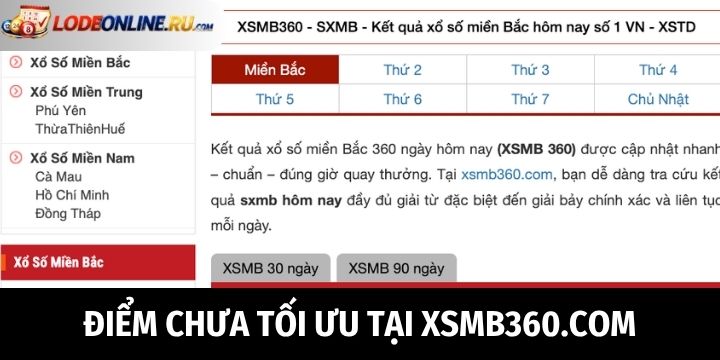 Những điểm XSMB360.com chưa thực sự tối ưu